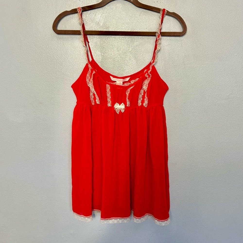 Victorias Secret Red Nightie Lingerie Ruffles Size Medium